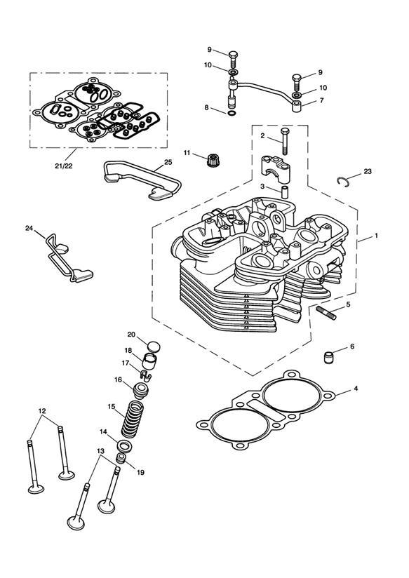 Diagram Cylinder Head & Valves for your Triumph