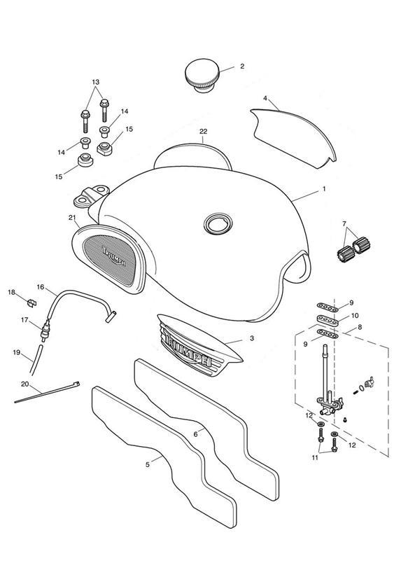 Diagram Fuel Tank & Fittings - 317247 > for your Triumph