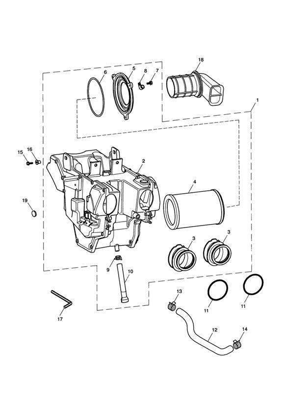 Diagram Airbox for your 1997 Triumph Speed Triple  141872 > 210444 