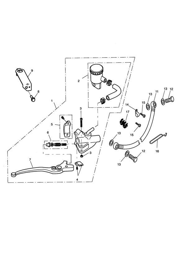 Diagram Front Brake Master Cylinder & Hoses for your 2013 Triumph Thruxton  900 EFI 