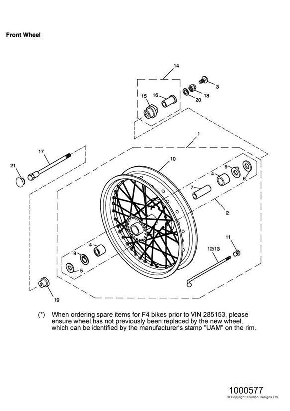 Diagram Front Wheel for your 2017 Triumph Bonneville  from VIN 380777/ SE 