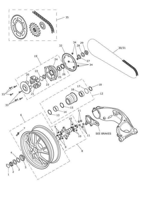 Diagram Rear Wheel & Final Drive for your 2015 Triumph Thruxton  900 EFI 