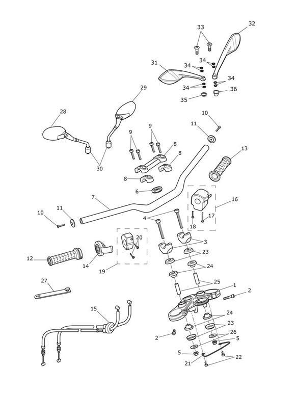 Diagram High Handlebars & Switches for your 2004 Triumph Speed Triple 461332 > 735437  