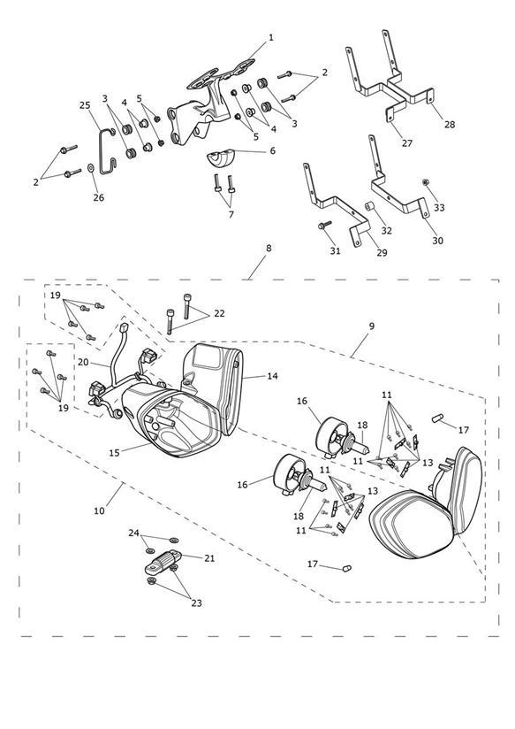 Diagram Headlight Assembly for your 2017 Triumph Speed Triple 210445 > 461331  