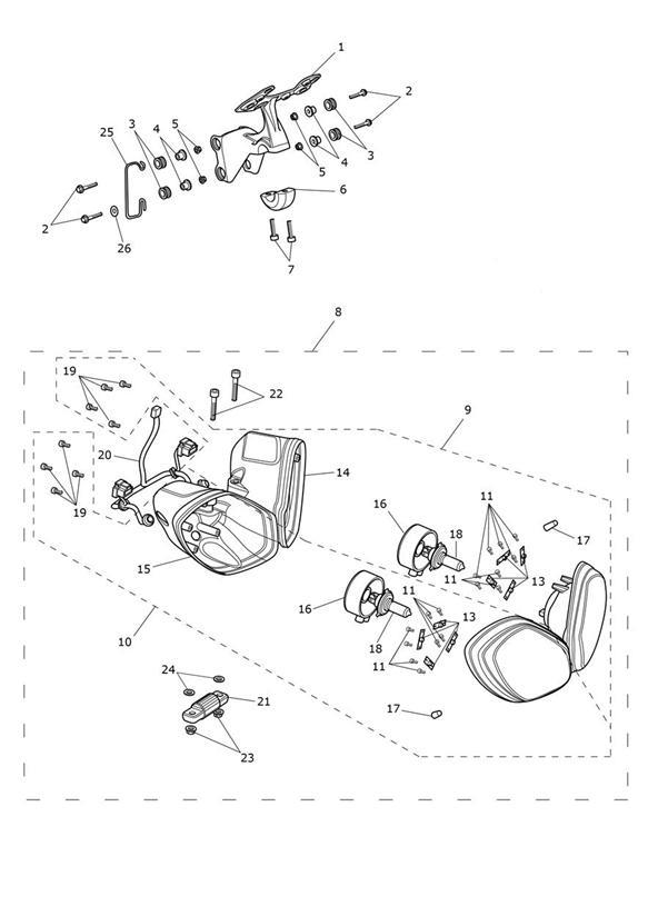 Diagram Headlight Assembly for your 2017 Triumph Speed Triple 210445 > 461331  