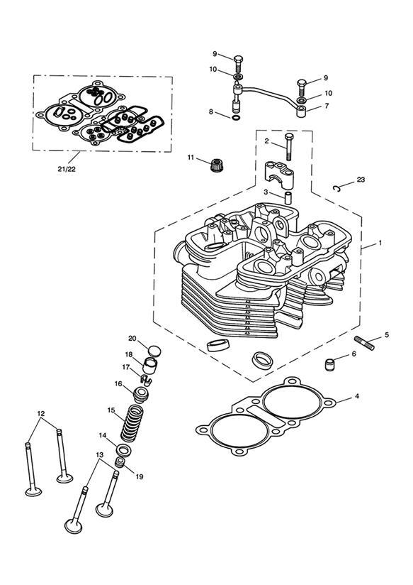 Diagram Cylinder Head and Valves for your Triumph