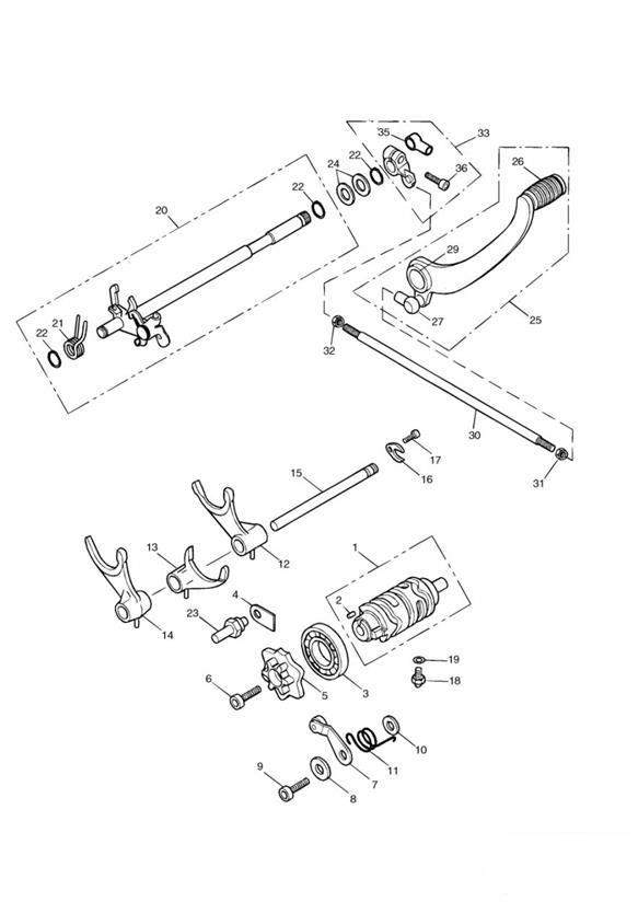 Diagram Gear Selectors and Pedal for your Triumph