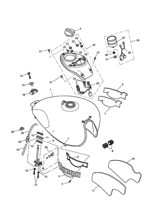 Diagram Fuel Tank & Fittings > 317246 for your 2018 Triumph Bonneville  T120 