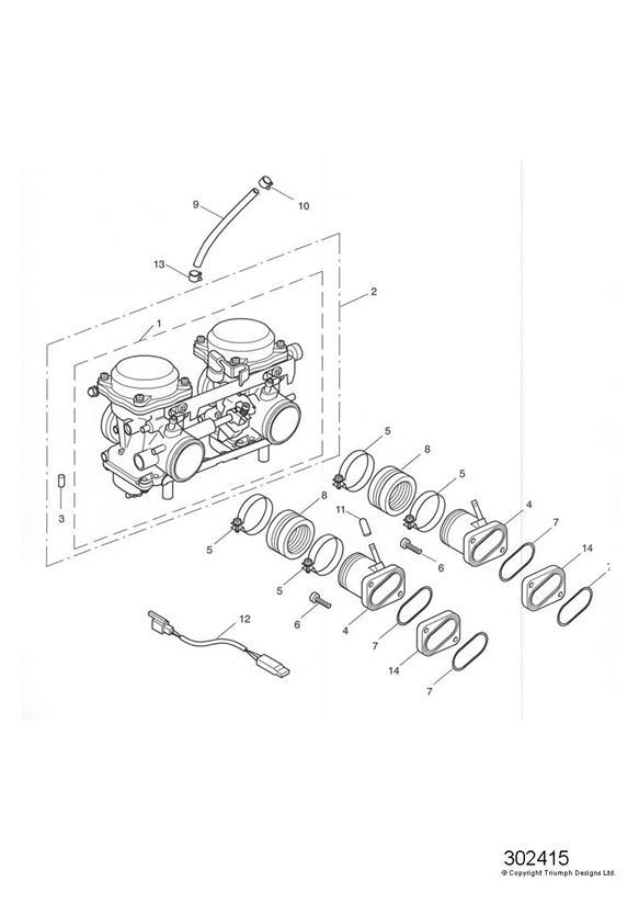 Diagram Carburettors for your 2015 Triumph Thruxton  900 EFI 