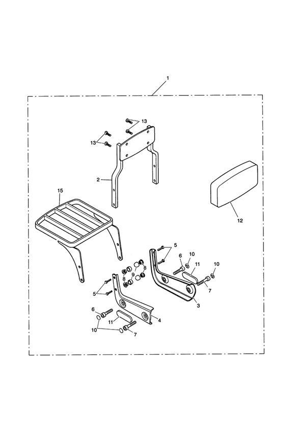 Diagram Passenger Backrest Std + Luggage Rack Kit for your 2005 Triumph Thruxton  900 Carbs 