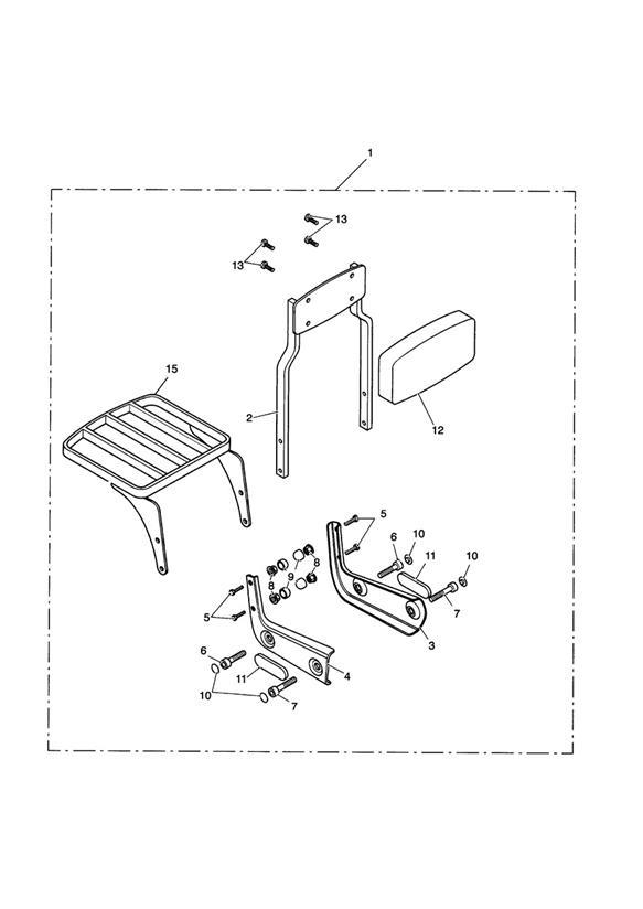 Diagram Passenger Backrest Tall + Luggage Rack Kit for your Triumph Speedmaster  