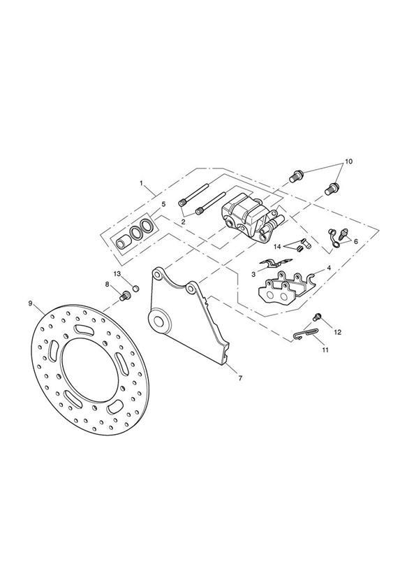 Diagram Rear Brake Caliper & Disc for your Triumph Speedmaster  