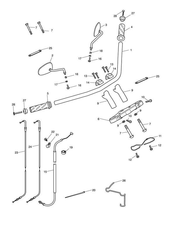 Diagram Handlebars, Top Yoke, Cables & Mirrors 469051 > for your Triumph