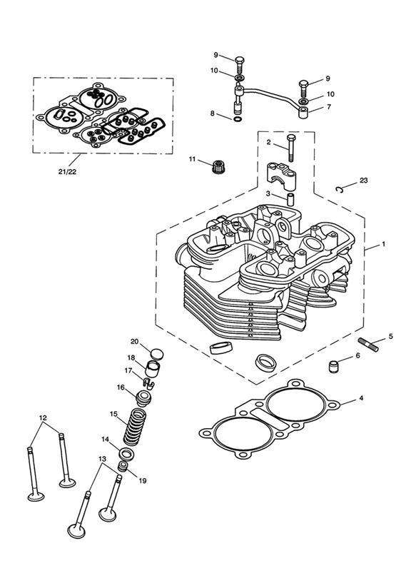 Diagram Cylinder Head & Valves for your Triumph