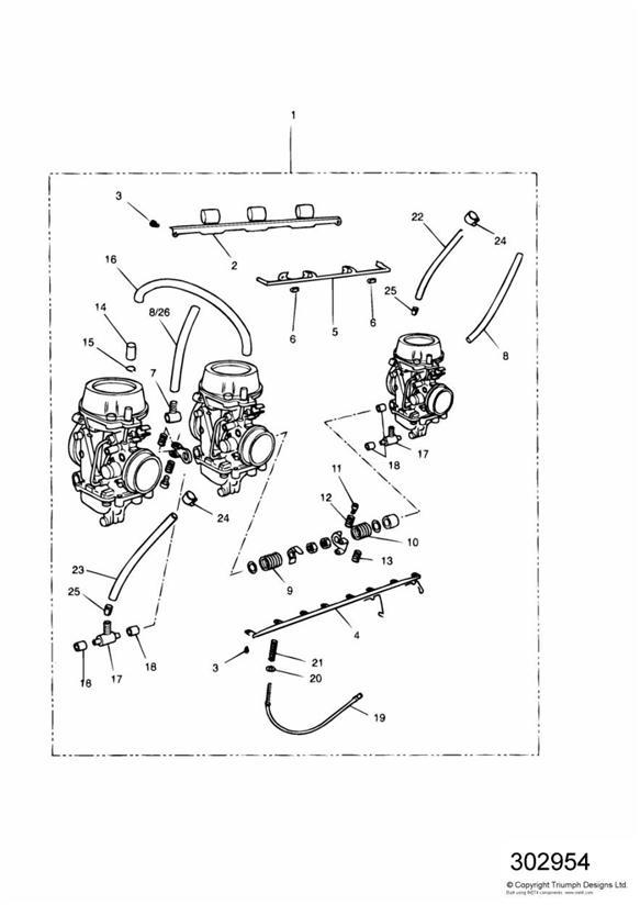 Diagram Carburettors All Markets Except US CAL  + ENG NO 55880 for your Triumph