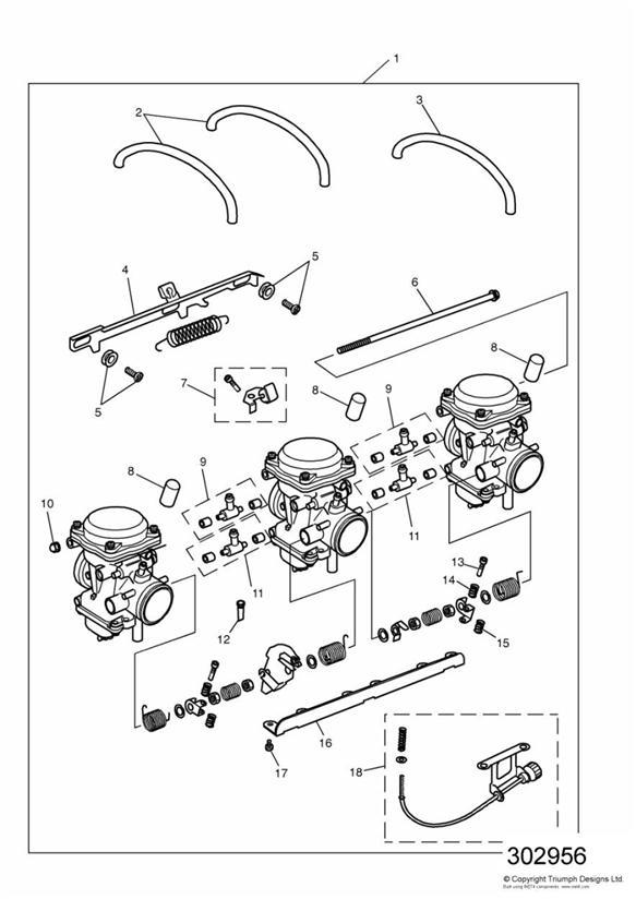 Diagram Carburettors All Markets Except US CAL ENG NO 55881 + for your Triumph