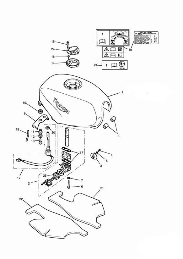 Diagram Fuel Tank and Fittings for your 1995 Triumph Sprint   