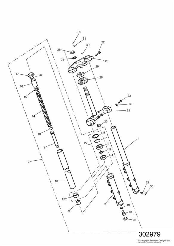 Diagram Front Forks and Yokes Sprint/Sprint Executive for your 2015 Triumph Thruxton  900 EFI 