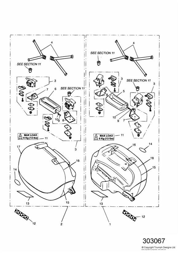 Diagram Panniers Sprint Executive for your 1994 Triumph Speed Triple  CARBS 