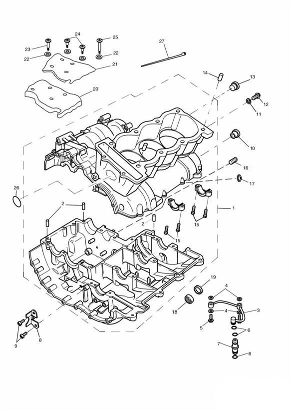 Diagram Crankcase for your Triumph TT600  