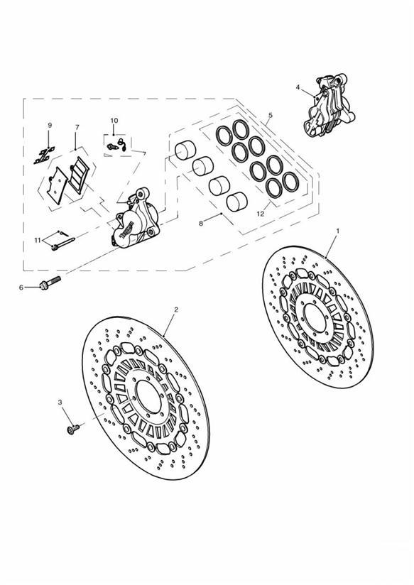 Diagram Front Brake Caliper and Disc for your 2007 Triumph Bonneville  from VIN 380777/ SE 