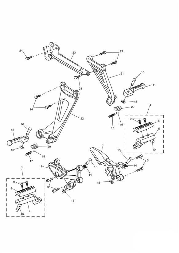 Diagram Footrests & Mountings for your Triumph TT600  