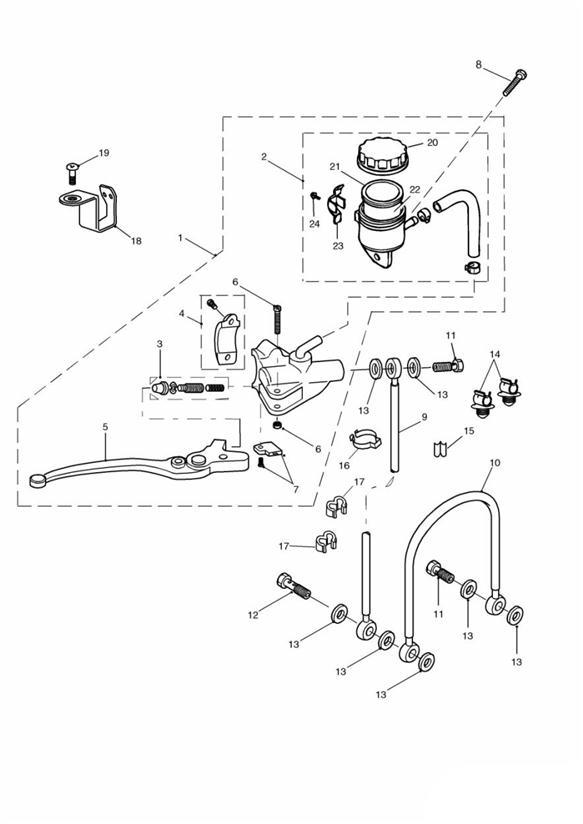 Diagram Front Brake Master Cylinder for your 2007 Triumph Bonneville  from VIN 380777/ SE 