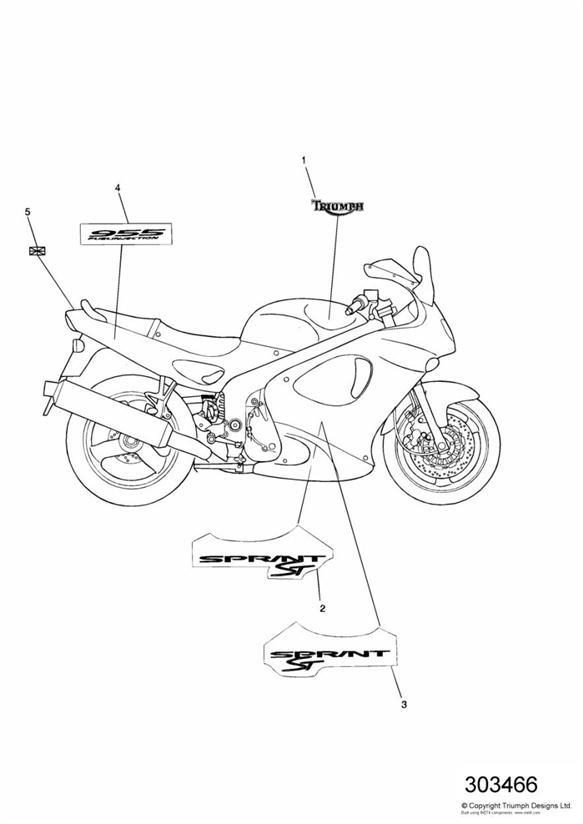 Diagram Bodywork - Decals for your Triumph Sprint  