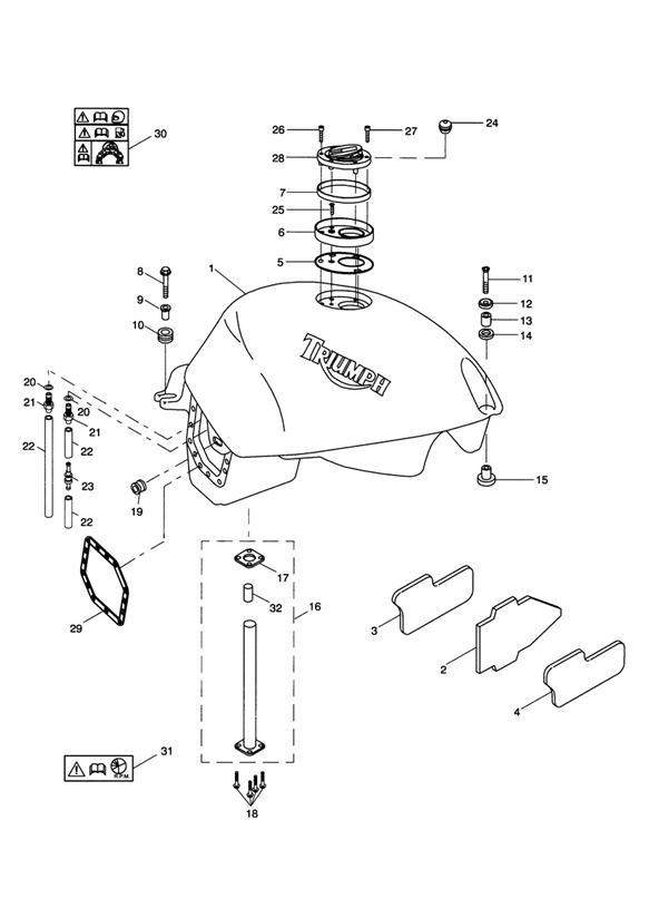 Diagram Fuel Tank and Fittings for your 2019 Triumph Sprint  ST 139277 > 208166 