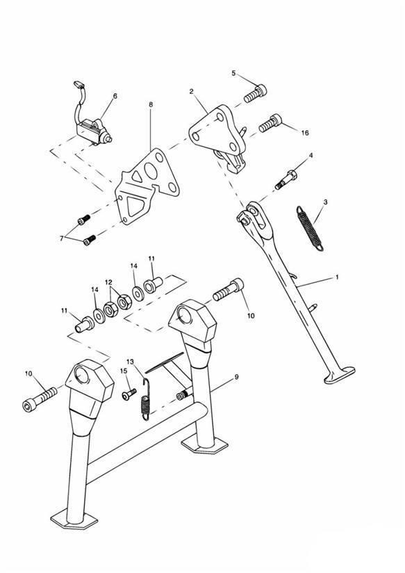 Diagram Side Stand & Centrestand for your Triumph Sprint  