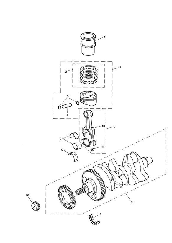 Diagram Crankshaft, Connecting Rods, Pistons & Liners for your Triumph