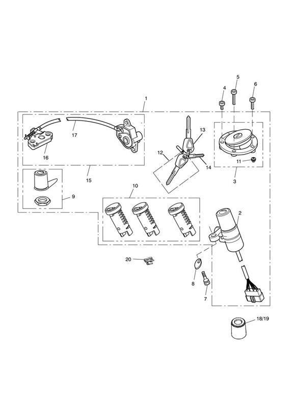 Diagram Ignition Switch & Lock Set 440389 > for your Triumph