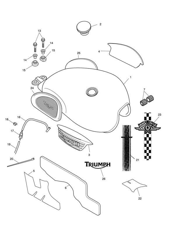 Diagram Fuel Tank & Fittings for your 2015 Triumph Tiger   