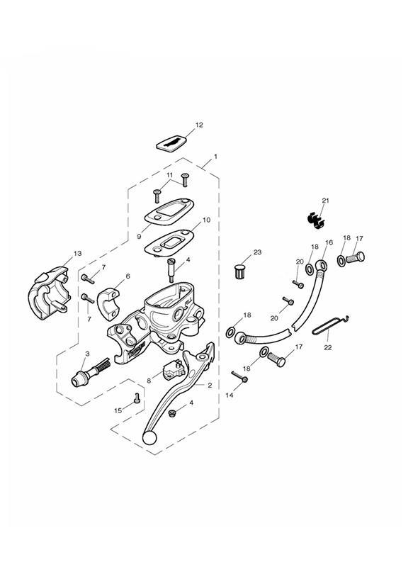 Diagram Front Brake Master Cylinder & Hoses for your 2014 Triumph Thruxton  900 EFI 