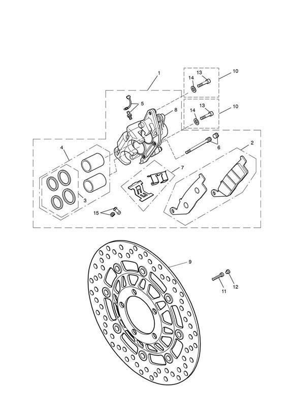 Diagram Front Brake Caliper & Discs for your 2015 Triumph Thruxton  900 EFI 