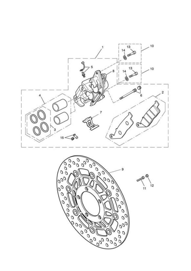 Diagram Front Brake Caliper & Discs for your 2015 Triumph Thruxton  900 EFI 