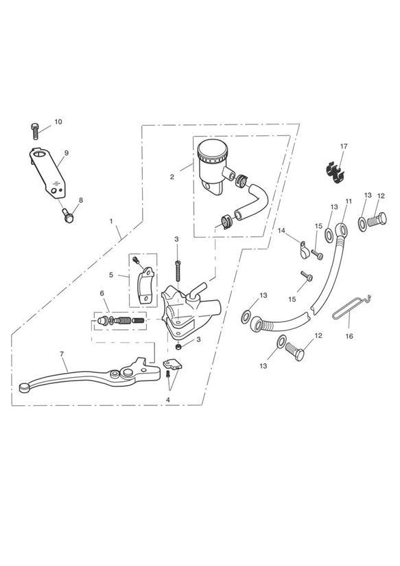 Diagram Front Brake Master Cylinder & Hoses for your 2013 Triumph Thruxton  900 EFI 