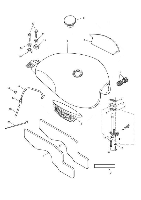 Diagram Fuel Tank & Fittings 317247 > for your 2020 Triumph Bonneville Bobber   