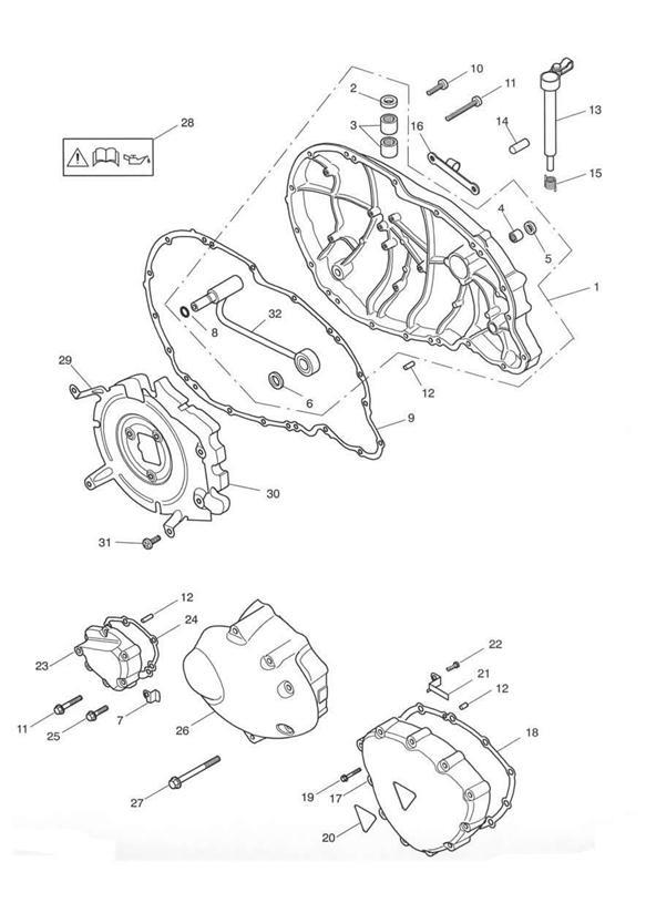 Diagram Engine Covers for your 2005 Triumph Thruxton  900 Carbs 