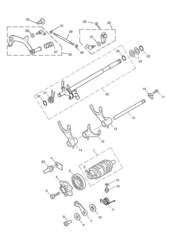 Diagram Gear Selectors & Pedal for your Triumph Thruxton  