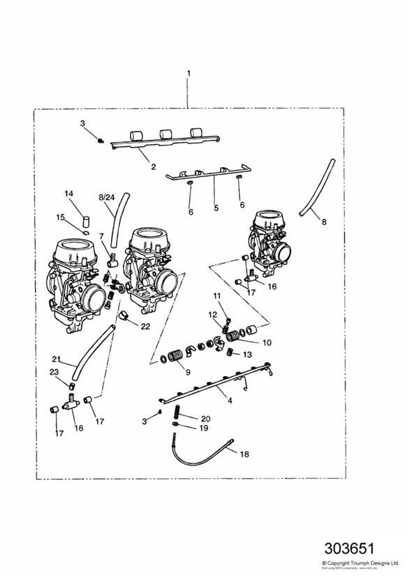 Diagram Carburettors  + ENG NO 62506 for your 2012 Triumph Thunderbird   