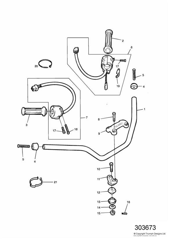 Diagram Handlebars and Switches for your Triumph Bonneville  