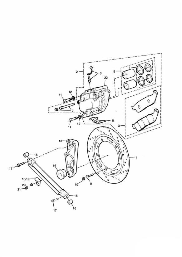 Diagram Rear Brake Disc and Caliper for your 2015 Triumph Thruxton  900 EFI 