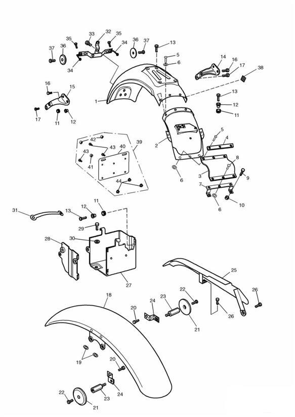 Diagram Mudguards/Chainguard/Battery Box 71699 + for your 2015 Triumph Thruxton  900 EFI 