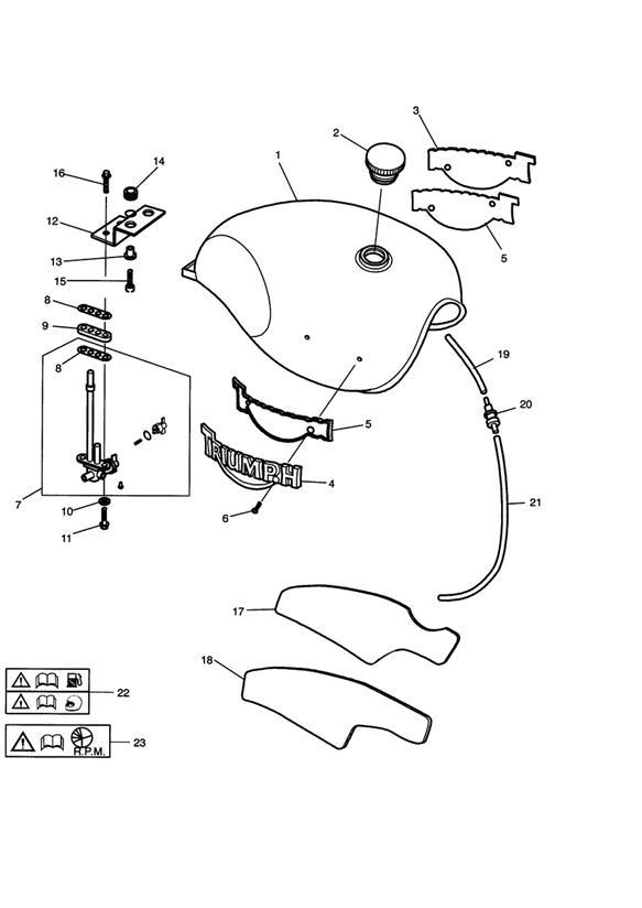 Diagram Fuel Tank and Fittings for your Triumph