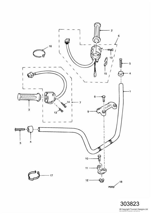 Diagram Handlebars and Switches for your Triumph Bonneville  