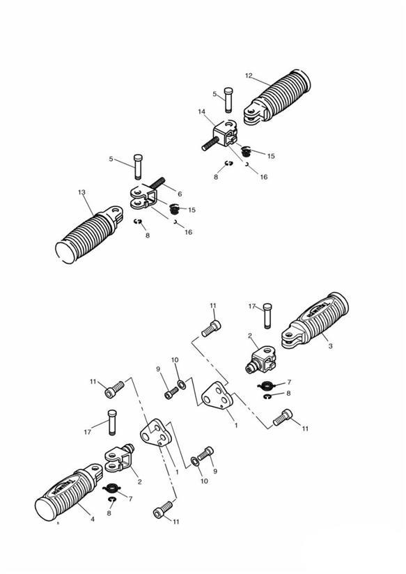 Diagram Footrests & Mountings for your 2002 Triumph Sprint RS > 139276  