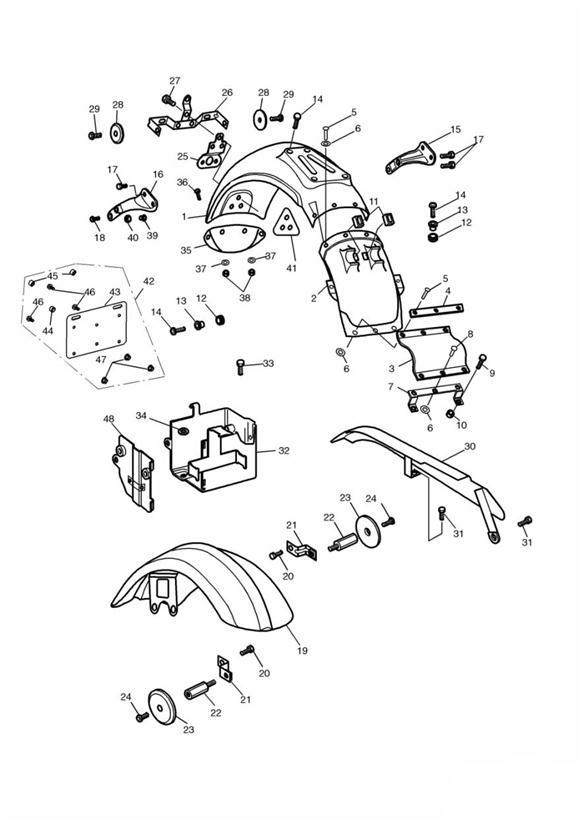 Diagram Mudguards/Chainguard/Battery Box for your 2001 Triumph Thunderbird SPORT  