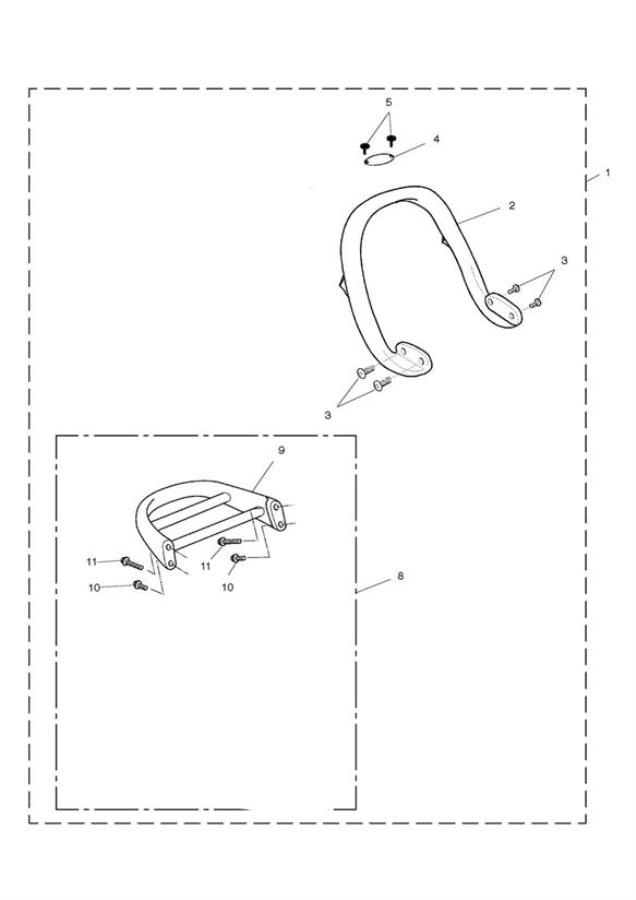 Diagram Grab Rail/Luggage Rack, Mk II for your 2001 Triumph Thunderbird   
