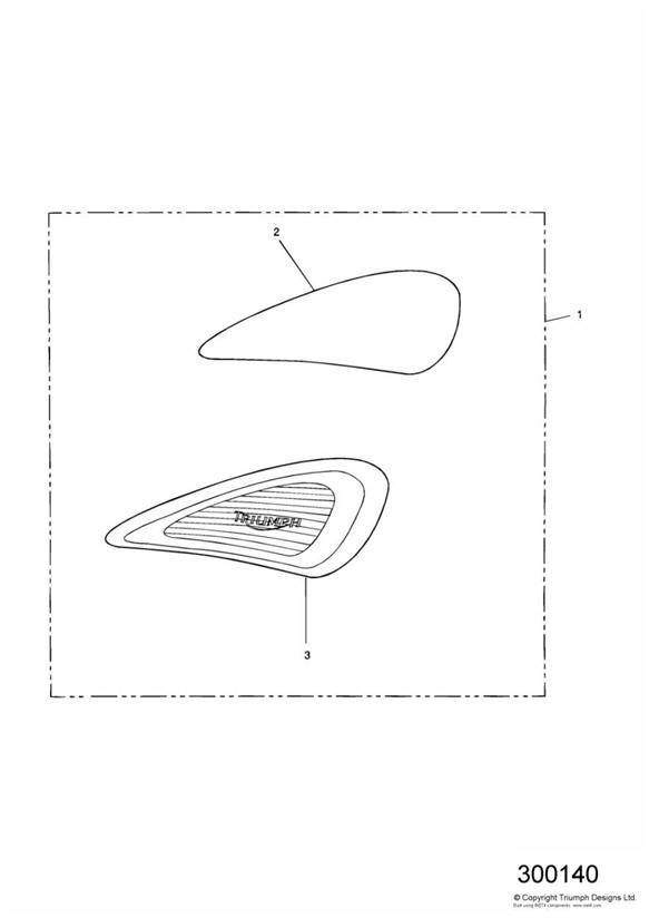 Diagram Tank Knee Pad Kit for your 2001 Triumph Thunderbird SPORT  